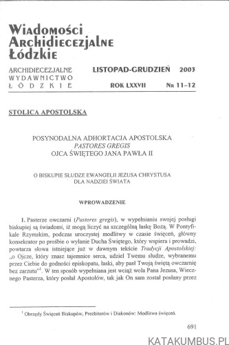 Wiadomości Archidiecezjalne Łódzkie nr 11-12 2003. PRACA ZBIOROWA