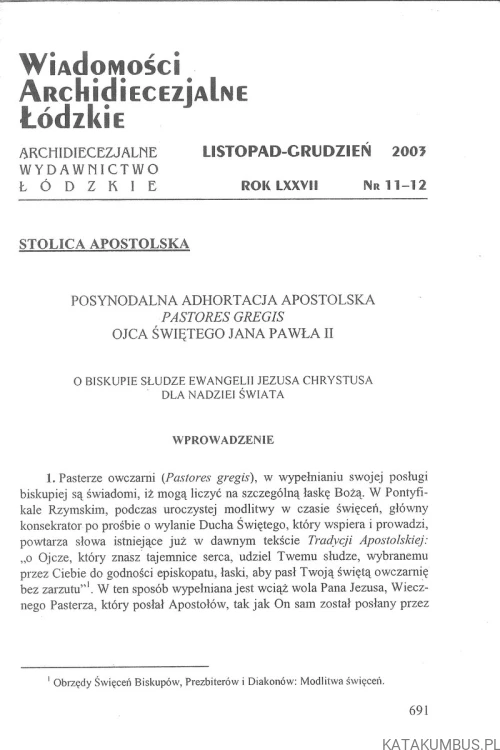 Wiadomości Archidiecezjalne Łódzkie nr 11-12 2003. PRACA ZBIOROWA