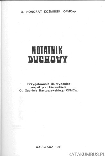 Notatnik duchowy. HONORAT KOŹMIŃSKI