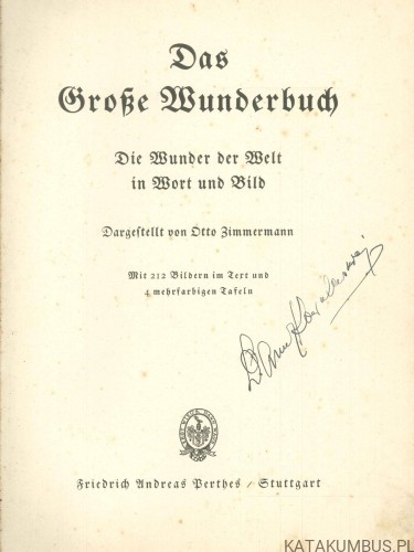 Das Große Wunderbuch. OTTO ZIMMERMANN