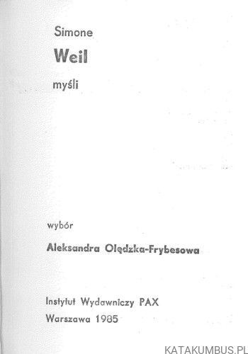 Myśli. SIMONE WEIL