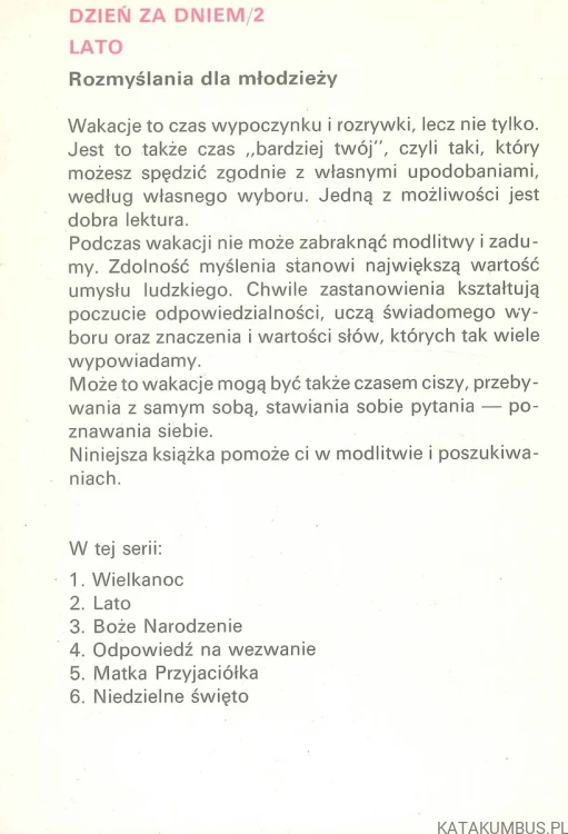 Dzień za dniem. Lato. Rozmyślania dla młodzieży 2. DANILO ZANELLA