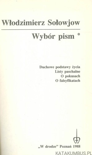 Wybór pism. WŁODZIMIERZ SOŁOWJOW