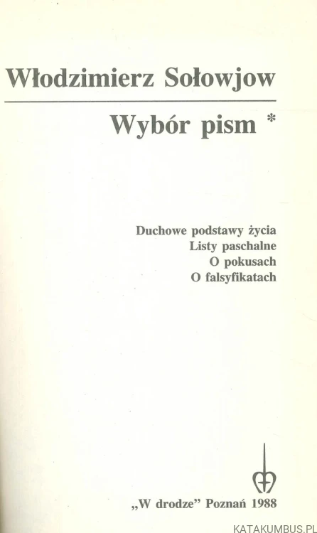 Wybór pism. WŁODZIMIERZ SOŁOWJOW