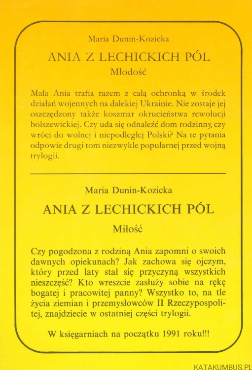 Ania z Lechickich Pól. MARIA DUNIN-KOZICKA