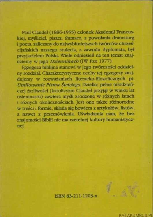 Umiłowanie Pisma Świętego. PAUL CLAUDEL