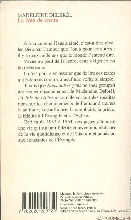 La joie de croire. MADELEINE DELBRÊL