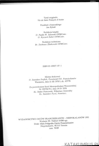 Życie św. Franciszka z Asyżu. OMER ENGLEBERT