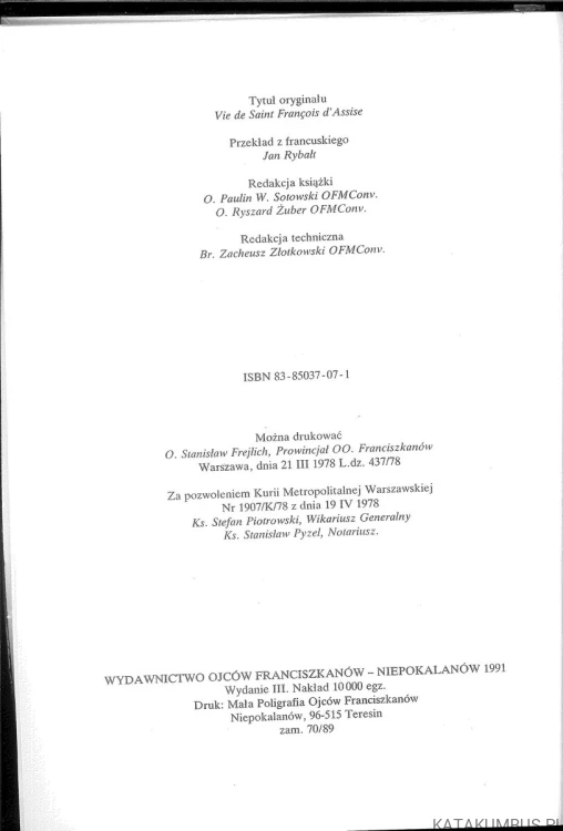 Życie św. Franciszka z Asyżu. OMER ENGLEBERT