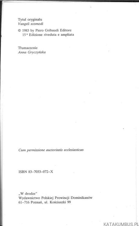 Niewygodne ewangelie. ALESSANDRO PRONZATO