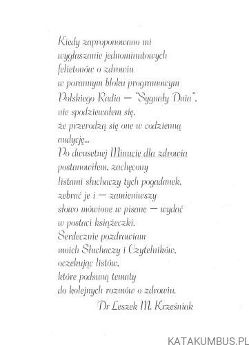 Minuta dla zdrowia. LESZEK M. KRZEŚNIAK