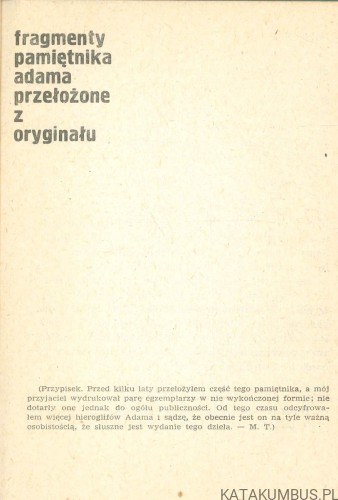 Pamiętniki Adama i Ewy. MARK TWAIN