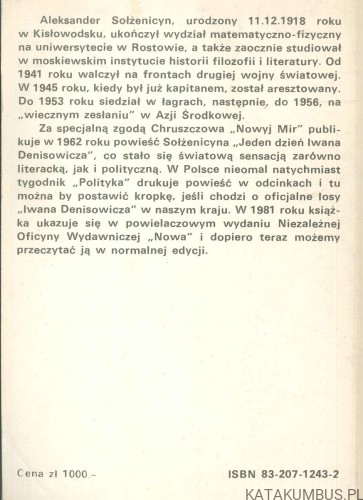 Jeden dzień Iwana Denisowicza. ALEKSANDER SOŁŻENICYN