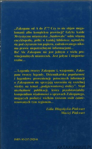 Zakopane od A do Z. LIDIA DŁUGOŁĘCKA-PINKWART, MACIEJ PINKWART
