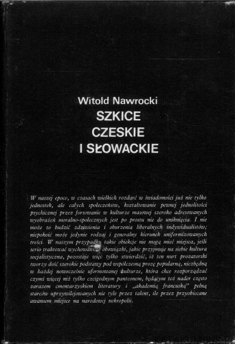 Szkice czeskie i słowackie. WITOLD NAWROCKI