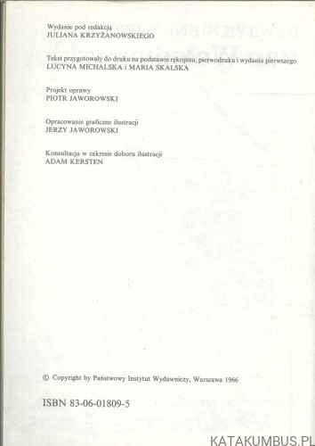 Pan Wołodyjowski. HENRYK SIENKIEWICZ