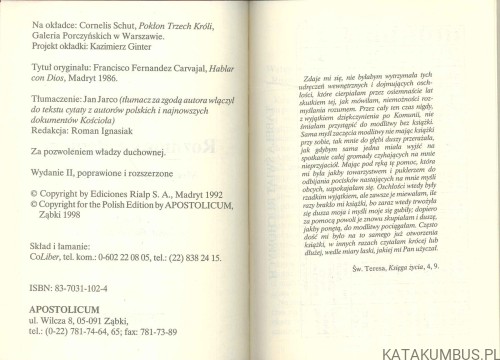 Rozmowy z Bogiem. Medytacje na każdy dzień, tomy I-VII. FRANCISCO F. CARVAJAL