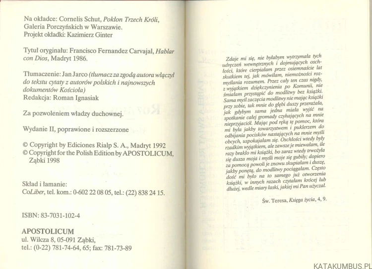 Rozmowy z Bogiem. Medytacje na każdy dzień, tomy I-VII. FRANCISCO F. CARVAJAL