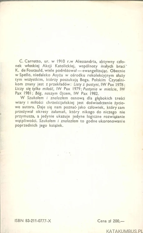 Szukałem i znalazłem. CARLO CARRETTO