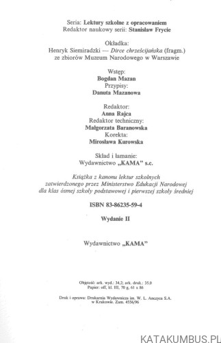 Quo vadis. HENRYK SIENKIEWICZ