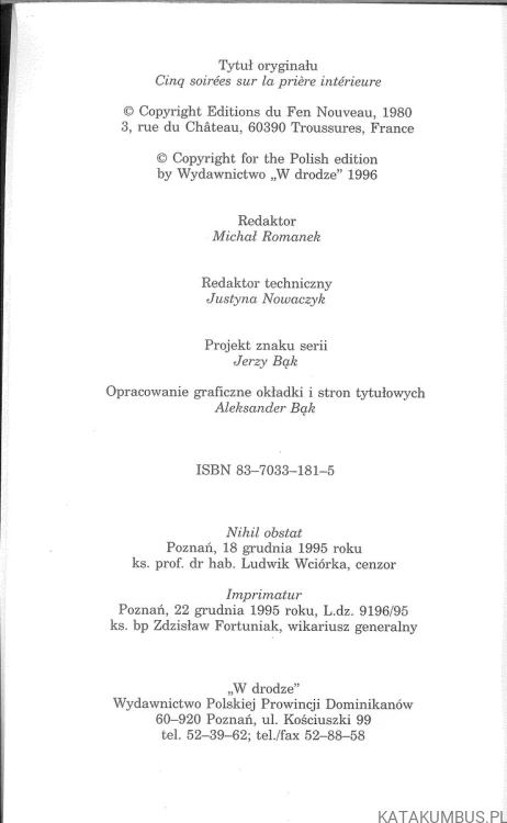 5 wieczorów o modlitwie wewnętrznej. HENRI CAFFAREL