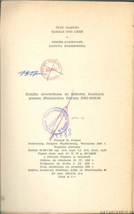 Intryga i miłość. FRYDERYK SCHILLER