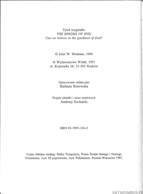 Tajemnica zła. JOHN WENHAM