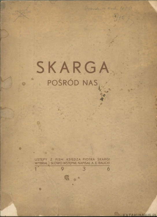 Skarga pośród nas. BALICKI A. E