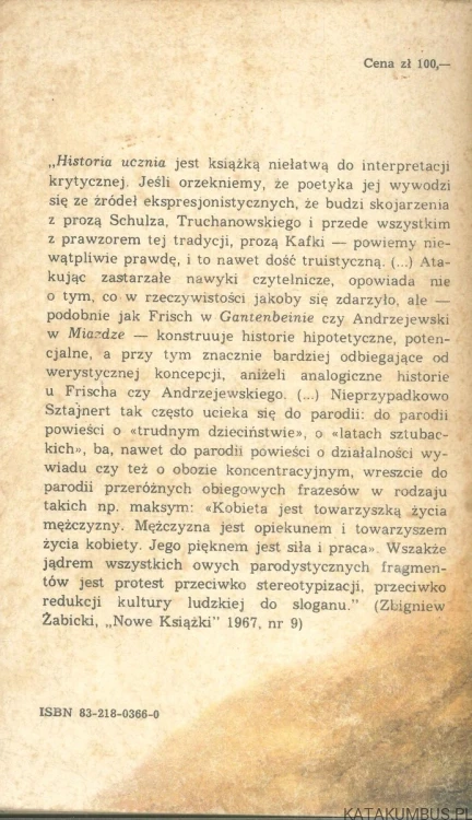 Historia ucznia. BERNARD SZTAJNERT