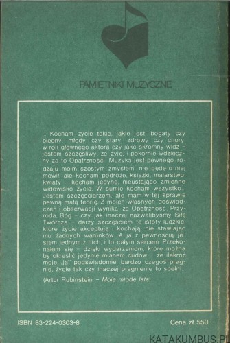 Moje młode lata. ARTUR RUBINSTEIN
