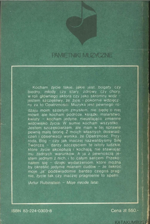 Moje młode lata. ARTUR RUBINSTEIN