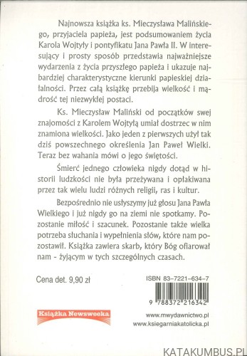 Jan Paweł Wielki. Droga do świętości. KS. MIECZYSŁAW MALIŃSKI