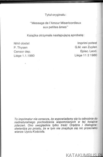 Orędzie miłosiernej miłości do małych dusz. MAŁGORZATA