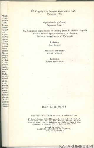 Piosnki sielskie, poezje biblijne i inne wiersze. STEFAN WITWICKI