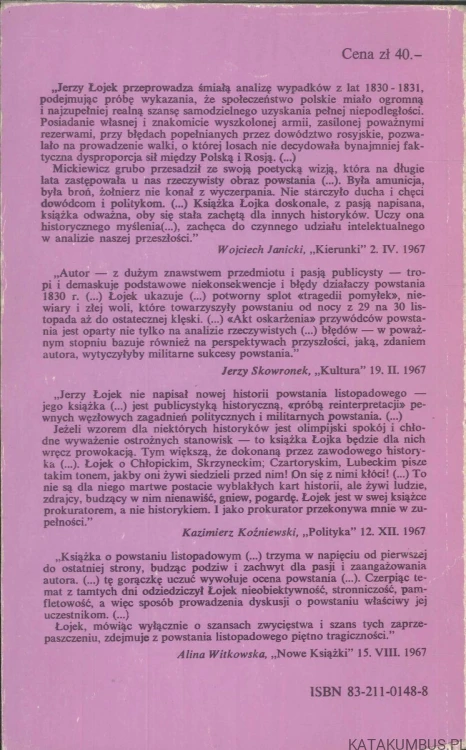 Szanse Powstania Listopadowego. JERZY ŁOJEK