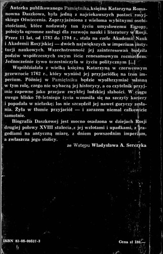 Pamiętnik księżny Daszkow. KATARZYNA ROMANOWNA DASZKOWA