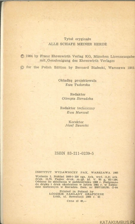 Owieczki mojej trzody. OTHMAR FRANZ LANG