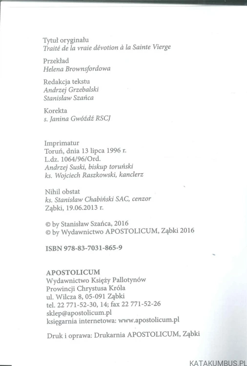 Traktat o doskonałym nabożeństwie do Najświętszej Maryi Panny. PRACA ZBIOROWA