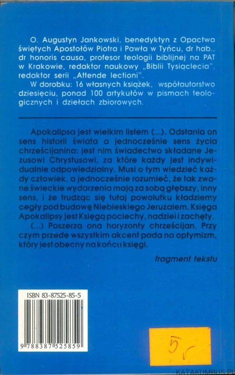 Porozmawiajmy o Apokalipsie (1). AUGUSTYN JANKOWSKI OSB