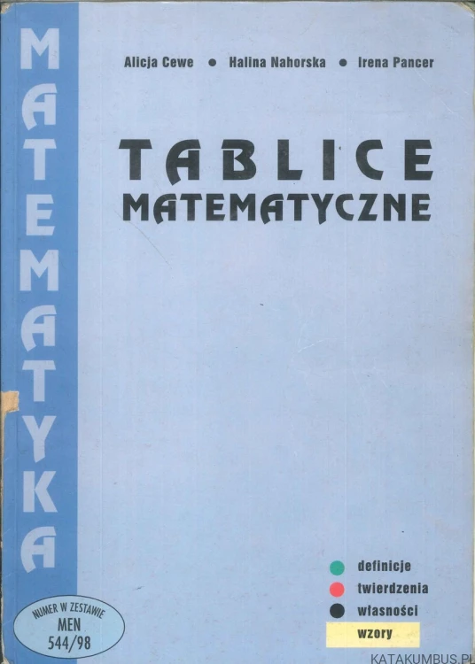Tablice matematyczne. ALICJA CEWE, HALINA NAHORSKA, IRENA PANCER