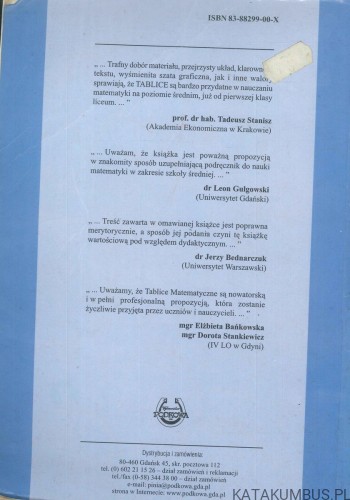 Tablice matematyczne. ALICJA CEWE, HALINA NAHORSKA, IRENA PANCER