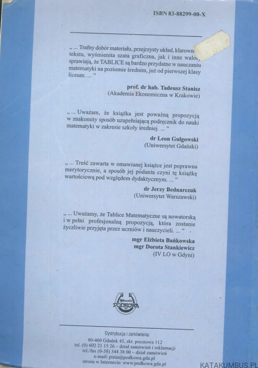 Tablice matematyczne. ALICJA CEWE, HALINA NAHORSKA, IRENA PANCER