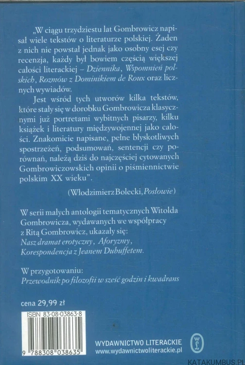 O literaturze polskiej. WITOLD GOMBROWICZ