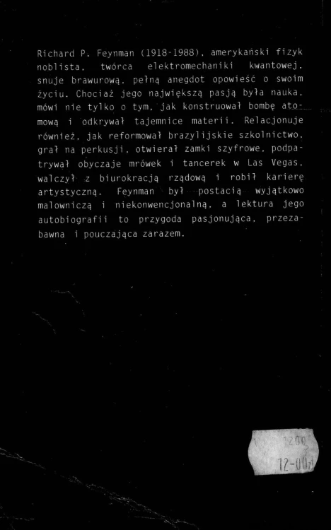 Pan raczy żartować, panie Feynman!. RICHARD P. FEYNMAN
