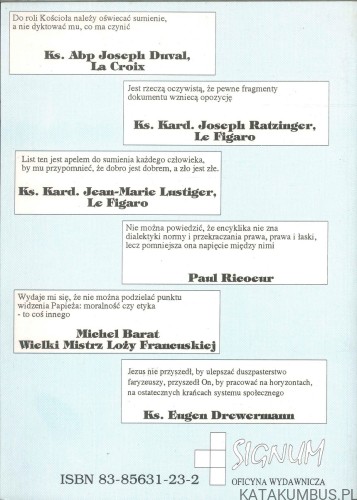 Za i przeciw encyklice "Veritatis Splendor". Echa w prasie francuskiej. KS. JAN F. CHOROSZY