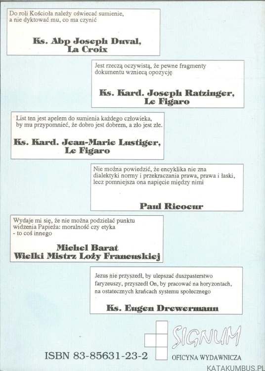 Za i przeciw encyklice "Veritatis Splendor". Echa w prasie francuskiej. KS. JAN F. CHOROSZY