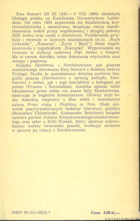 Spotkania z Sienkiewiczem. EWA SZONERT