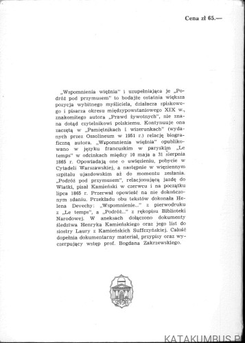 Wspomnienia więźnia. HENRYK KAMIEŃSKI