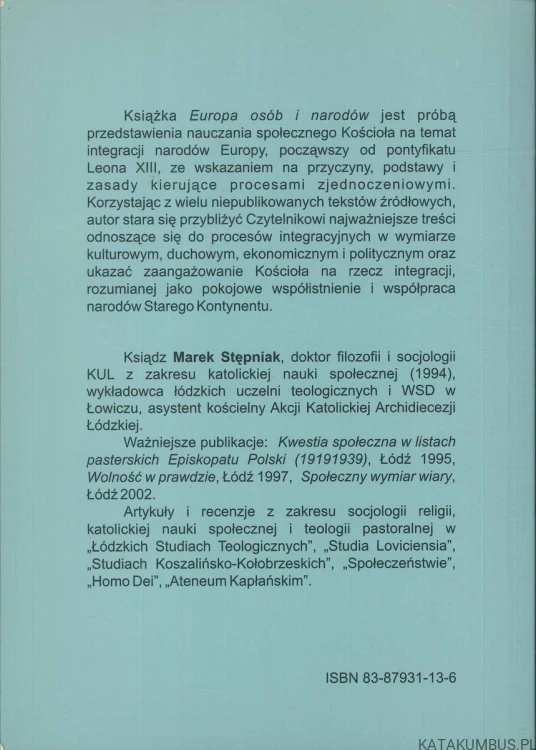 Europa osób i narodów. MAREK STĘPNIAK