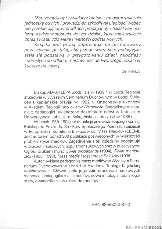 Pedagogika mass mediów. ADAM LEPA